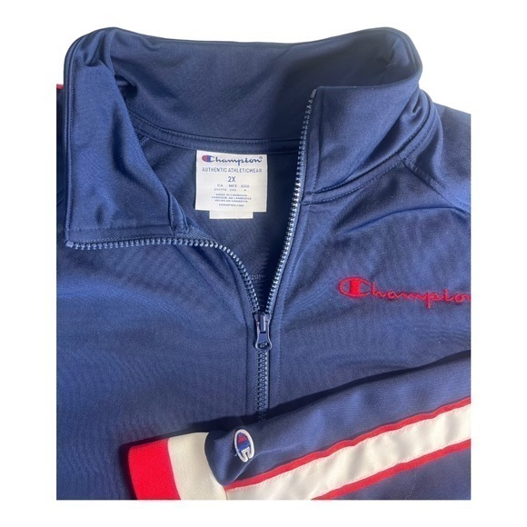 Champion Womens Full Zip Track Jacket Blue/Red/White 2X (See Measurements) - Picture 2 of 4